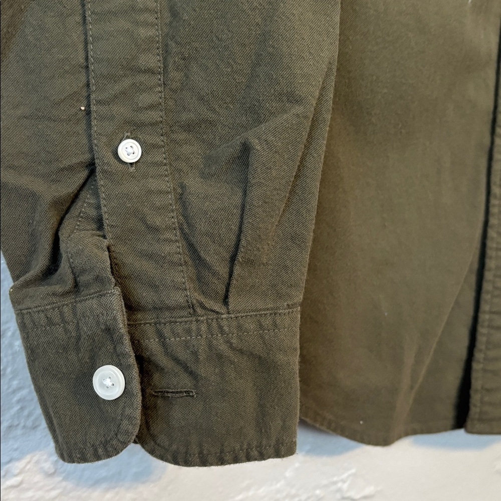 Abercrombie & Fitch Men’s Dark Green Casual Button-Down Cotton Blend Shirt M - Picture 5 of 8